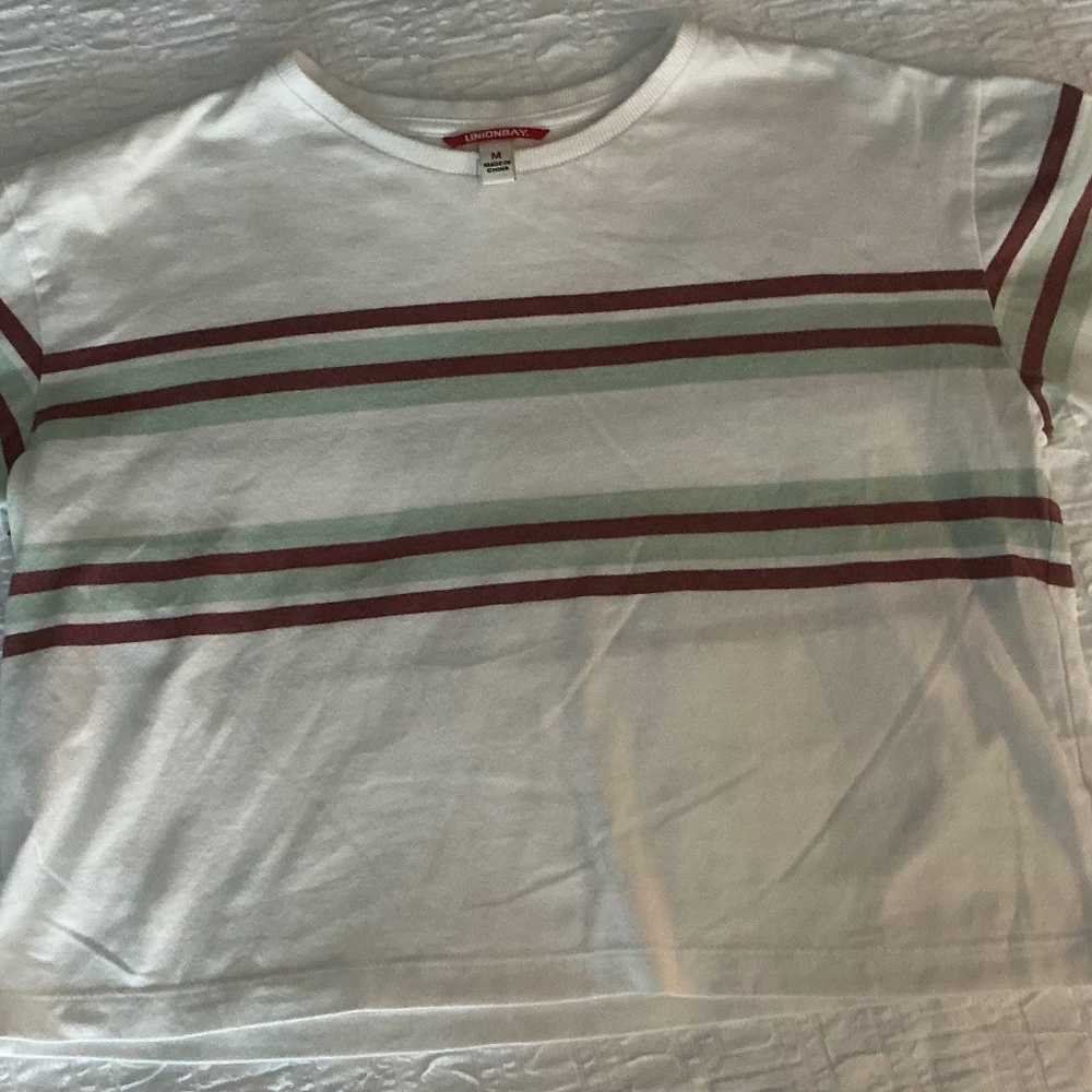 Vintage Union Bay throwback skater t striped cropped cute fitted size medium